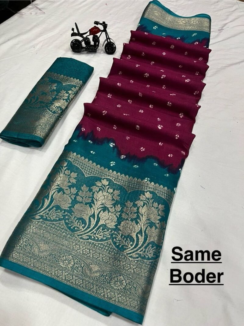 Dola silk Saree with 9 inch jacquard border - Image 3