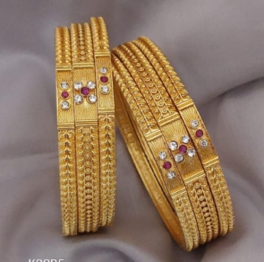 Gold plated Antique bangles Kangan For Women & Girls