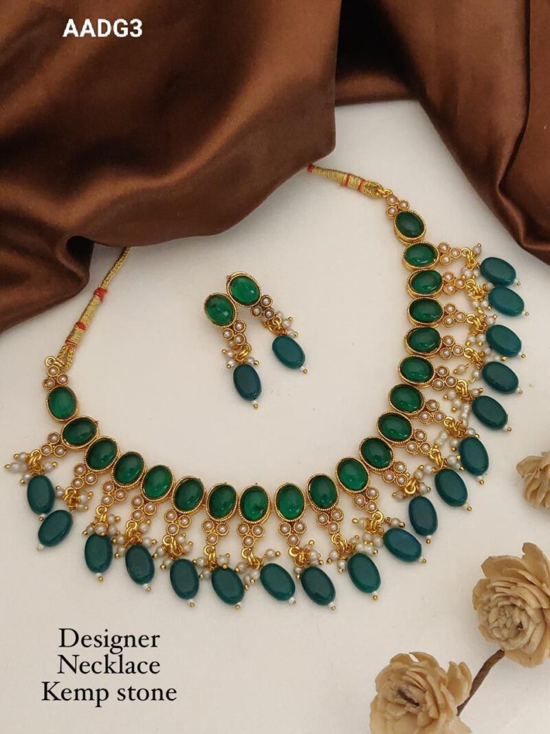 Kundan Kemp stone Choker Necklace set For Women. Occasion: Engagement, Birthday Gift, Party Wear, Photography, Any Occasion. Buy Now!