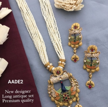 New Fancy Matte Finish Antique Peacock Necklace Set For Women & Girls