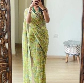 Digital print floral Ready-Made saree