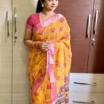 New Linen with silver jari border Saree