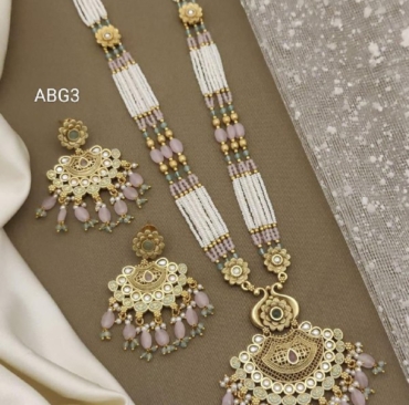 Haram Antique Jewellery Set With Earrings For Women & Girls Premium Collection for Wedding and Festival Season, Any Special Occasion.