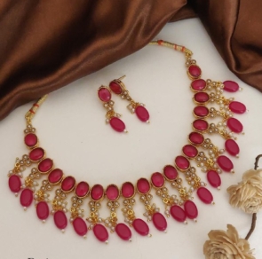 Kundan Kemp stone Choker Necklace set For Women