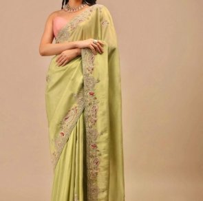 Super hit Chinnon Silk Embroidery Saree