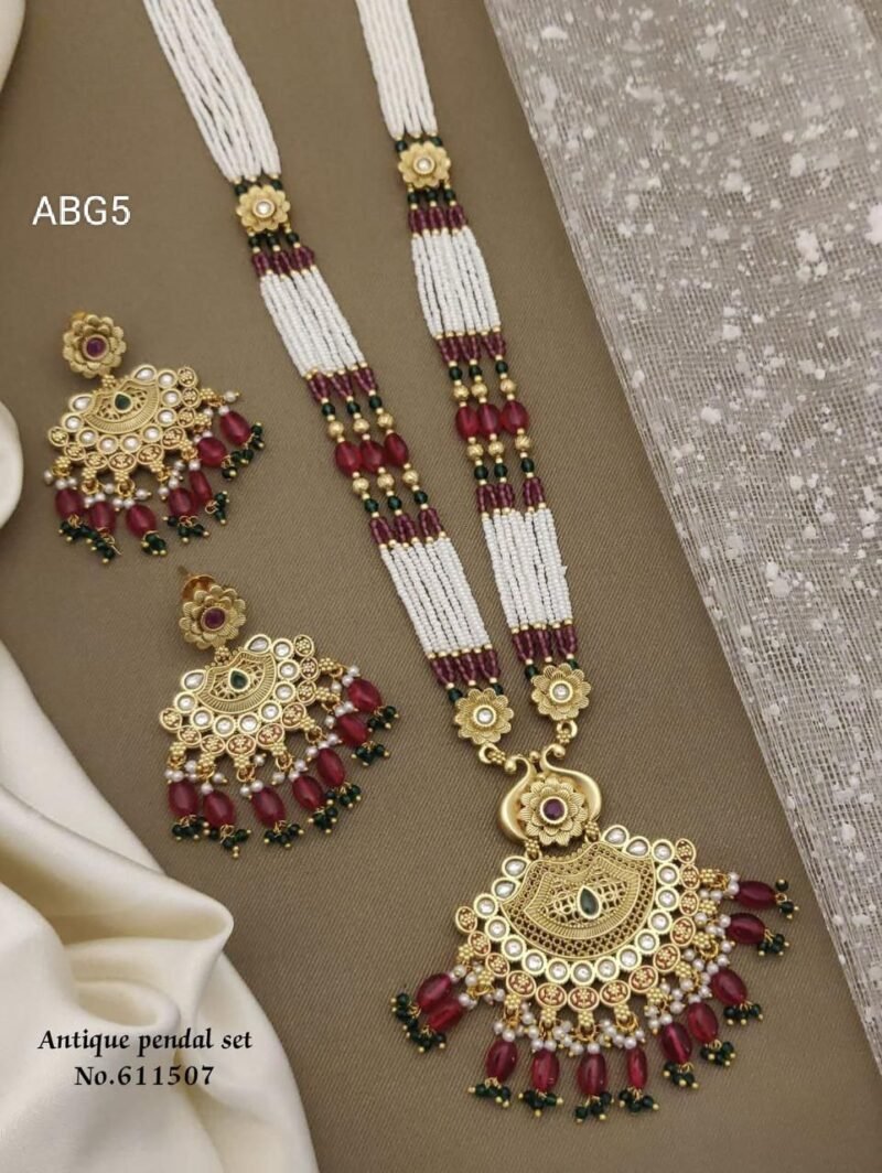 Latest Haram Trending Antique Jewellery Set With Earrings For Women & Girls