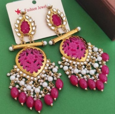 Beautiful Premium Quality Chand Bali Kundan Earrings