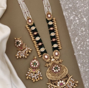 Best Haram Trending Antique Jewellery Set With Earrings For Women & Girls