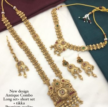 Trending Gold Plated Combo Set Of Necklace Earring & Maangtikka.