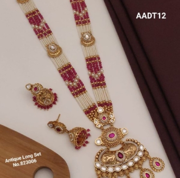 New Beautiful Haram Trending Antique Jewellery Set With Earrings For Women & Girls