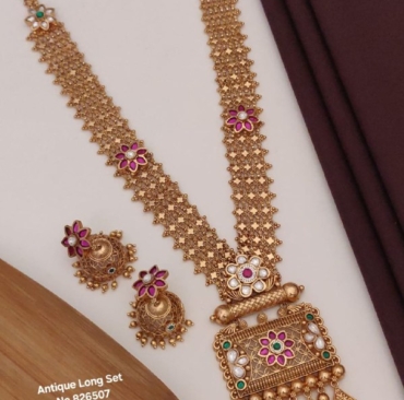 Trending Antique Haram Jewellery Set With Earrings For Women & Girls