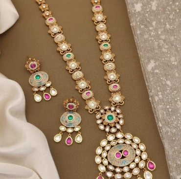 New Trending Best Haram Trending Antique Jewellery Set With Earrings For Women & Girls