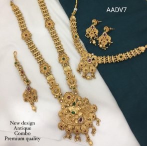 New Beautiful Trending Gold Plated Combo Set Of Necklace Earring & Maangtikka.