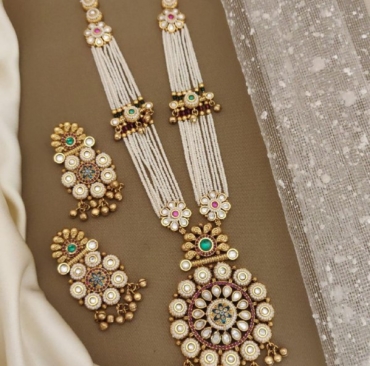 New Beautiful Best Haram Trending Antique Jewellery Set With Earrings For Women & Girls