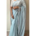 Organza seq furr pattern with handwork saree