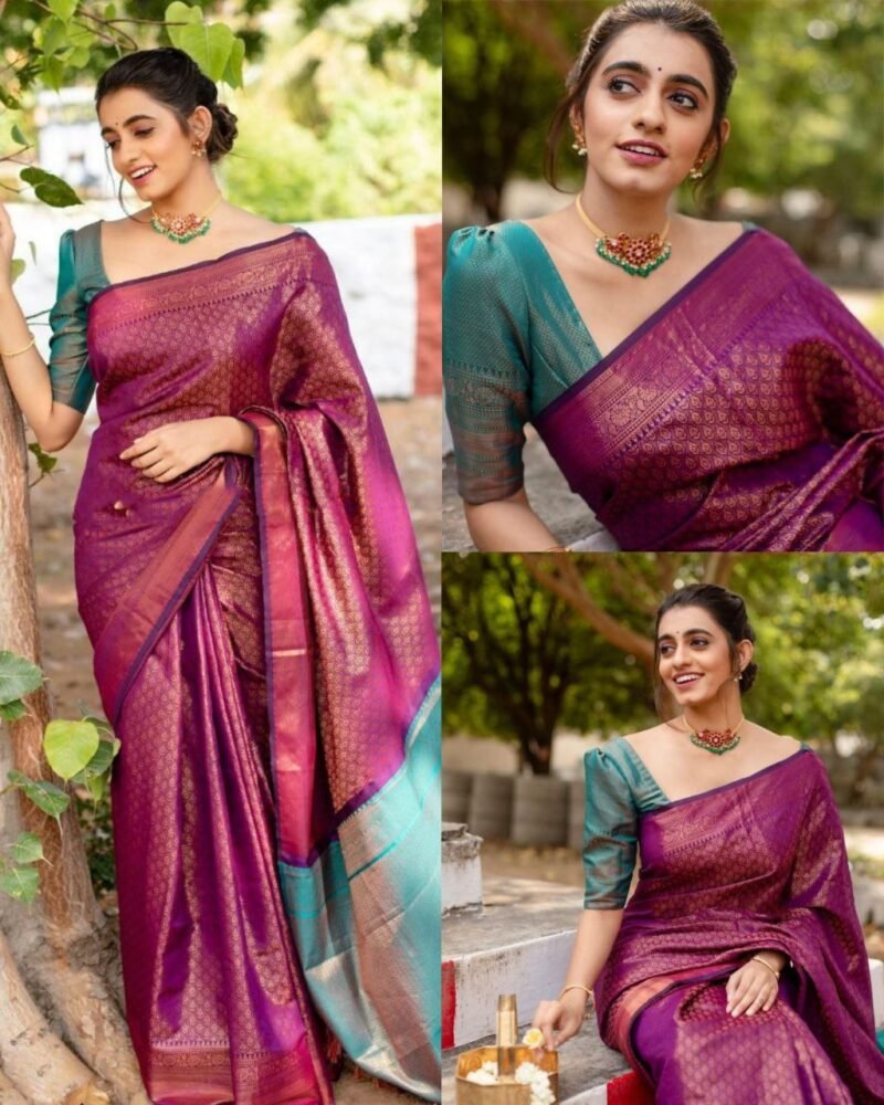 NEW TRENDING SOFT LICHI SILK CLOTH SAREE - Image 7