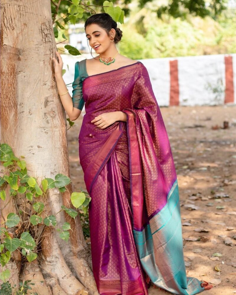 NEW TRENDING SOFT LICHI SILK CLOTH SAREE - Image 3