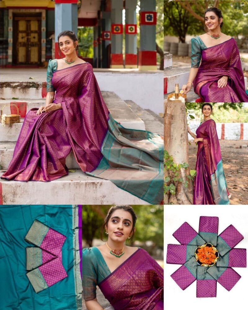 NEW TRENDING SOFT LICHI SILK CLOTH SAREE - Image 8