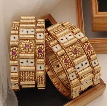 Unique High gold plated Antique American diamond bangles Kangan For Women & Girls