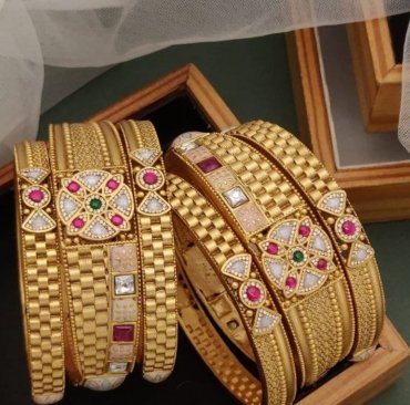 Trending high gold plated Antique American diamond bangles Kangan For Women & Girls