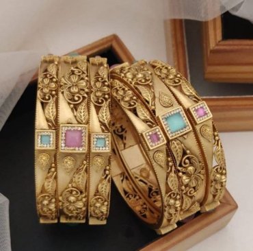 New High gold plated Antique American diamond bangles Kangan For Women & Girls