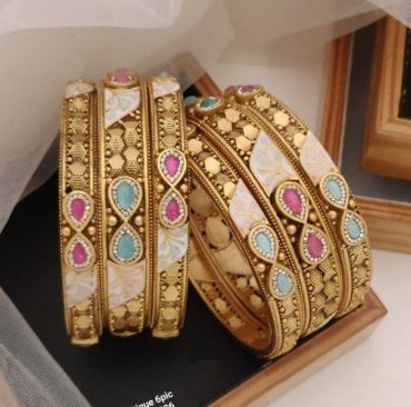 High gold plated Antique American diamond bangles Kangan For Women & Girls