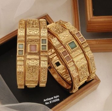 Beautiful High gold plated Antique American diamond bangles Kangan For Women & Girls