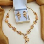 Cheap Gold Plated Necklace Set With American Diamond