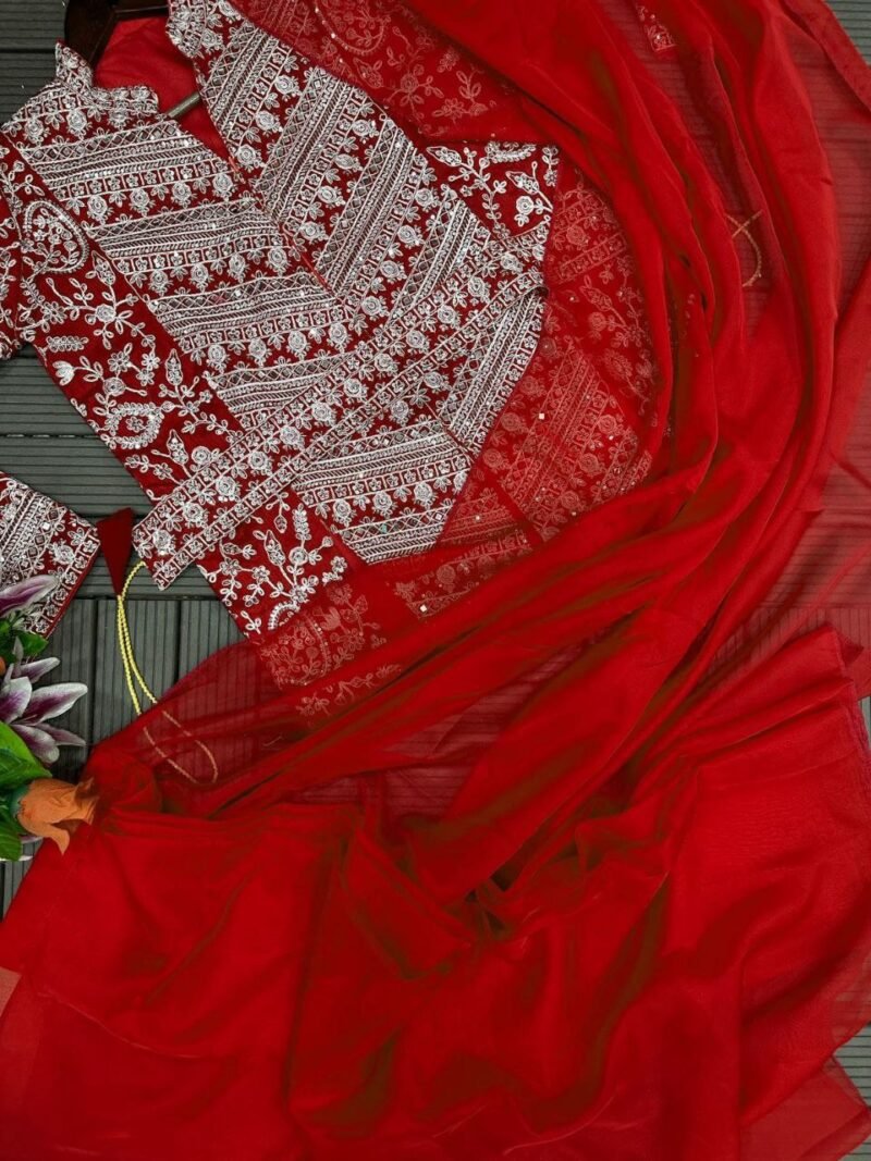 New Super Trending Embroidery Saree - Image 8