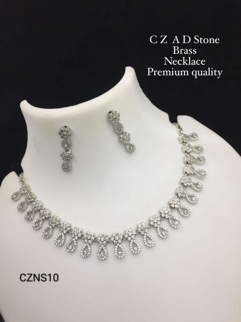 New Beautiful Stunning Diamond AD Necklace Set With Earrings for Women & Girls