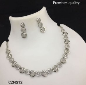 New Latest Stunning Diamond AD Necklace Set With Earrings for Women & Girls