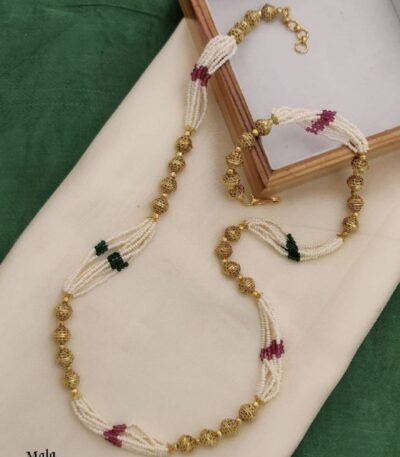 White and colorful Motimala For Women & Girls