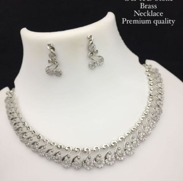 New Stunning Diamond AD Necklace Set With Earrings for Women & Girls