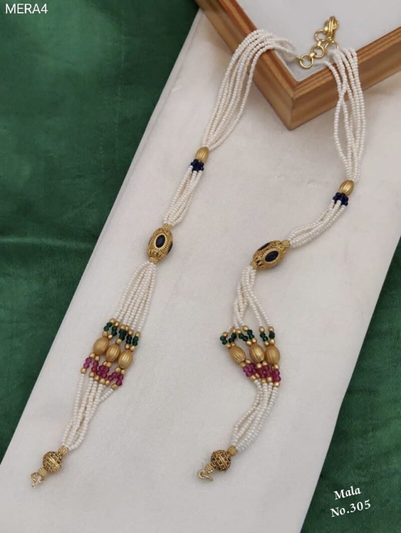 Antique White and colorful Motimala For Women & Girls