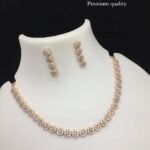 Fancy Stunning Diamond AD Necklace Set With Earrings for Women & Girls