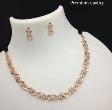 New Unique Stunning Diamond AD Necklace Set With Earrings for Women & Girls