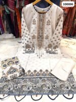 Full stitched cotton top with self embroidery & latkans - Image 3