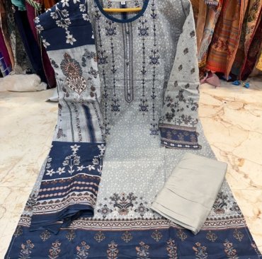 New Trending Full stitched cotton top with self embroidery & latkans