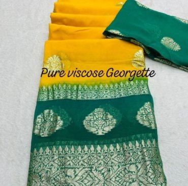 Pure Viscose Georgette Weaving Jacquard Saree