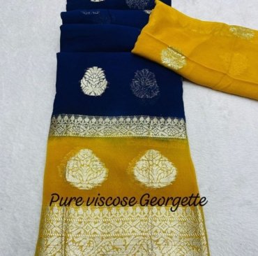 Pure New Viscose Georgette Weaving Jacquard Saree