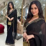 FAUX GEORGETTE SAREE IN BLACK