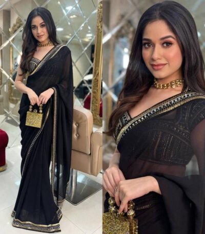FAUX GEORGETTE SAREE IN BLACK