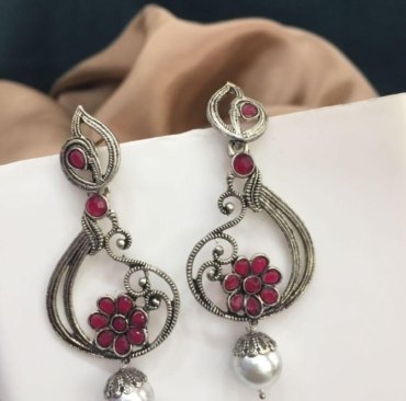 New Fancy Navratri Special Premium Silver Oxidized Earrings & Jhumki