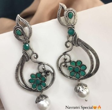 Latest Navratri Special Premium Silver Oxidized Earrings & Jhumki