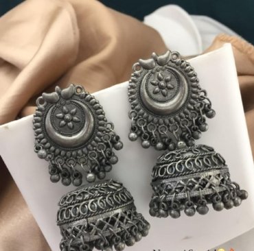 New Fancy Trending Navratri Special Premium Silver Oxidized Earrings & Jhumki