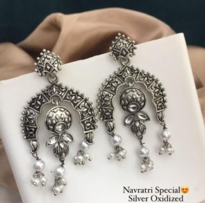 Trending Navratri Special Premium Silver Oxidized Earrings & Jhumki