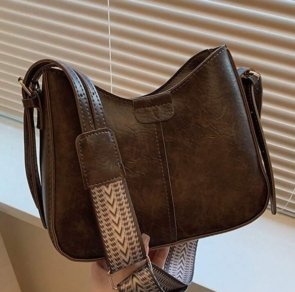 Classy Leather Look Broad Belt Sling Bag