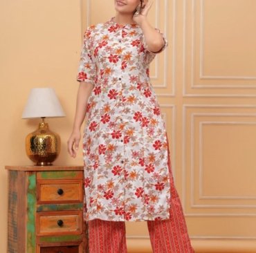 Cotton Slub foil printed Kurti