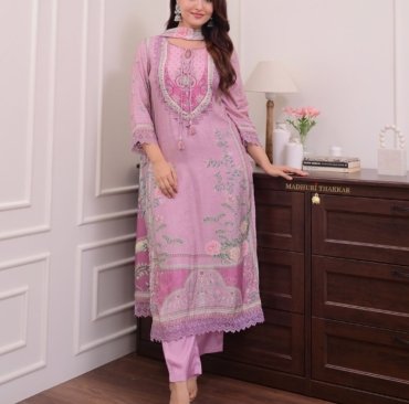 KURTI PENT DUPPTA WITH PERLS SINGLE LINE MALA FOR WOMEN