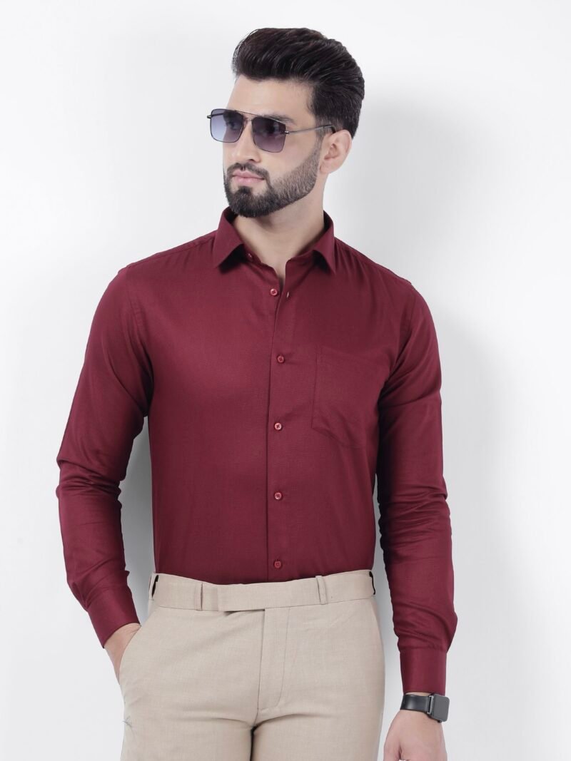 Cotton Maroon Dobby Shirt - Goodsdream